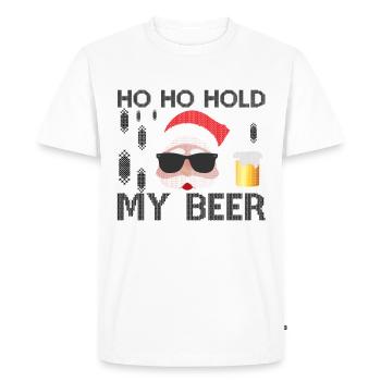Ho Ho Tiens ma bière Tiens ma bière - T-shirt Premium bio Homme - blanc - Devant - Nico (187cm)