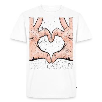 COEUR MAINS IDÉE CADEAU - T-shirt Premium bio Homme - blanc - Devant - Nico (187cm)