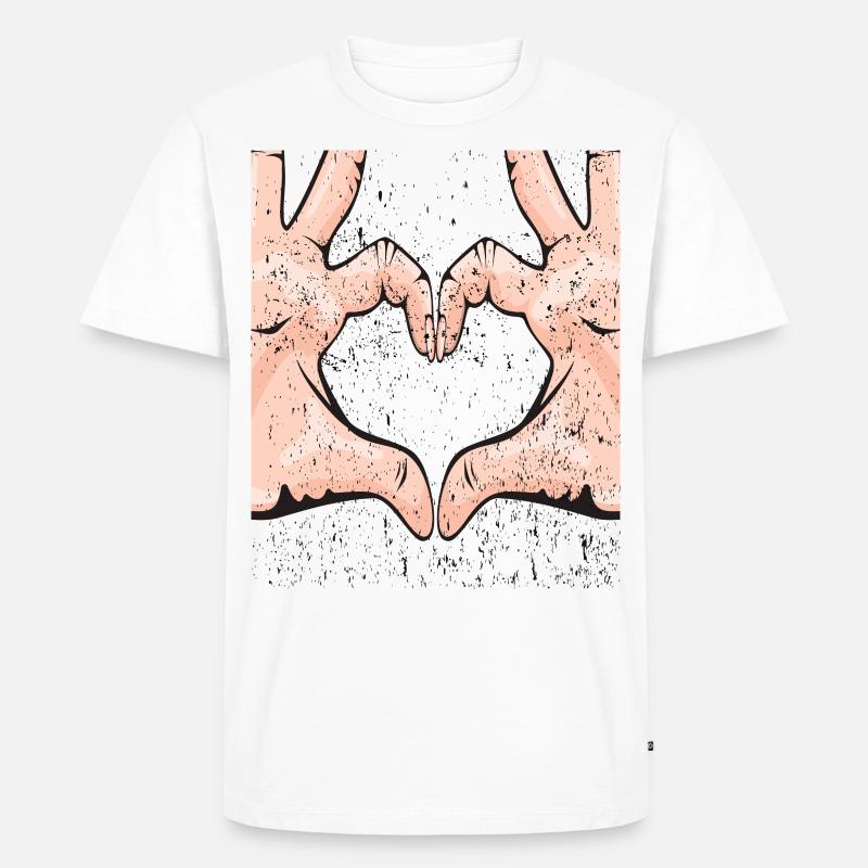 HERZ HÄNDE GESCHENKIDEE - Männer Premium Bio T-Shirt - Weiß