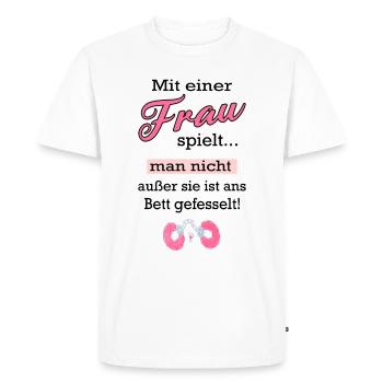Sex Spielzeug Handschellen Bett Sexspiel - Männer Premium Bio T-Shirt - Weiß - Vorne - Nico (187cm)