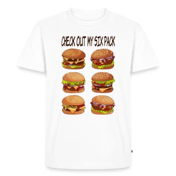 Burger Six Pack Fast Food Food Funny Gift - Men's Premium Organic T-Shirt - white - Front - Nico (187cm)