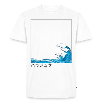 T-shirt imprimé vague japonaise Harajuku - T-shirt Premium bio Homme - blanc - Devant - Nico (187cm)