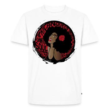 Old School Funk African Queen Afro Natural Hair - Men's Premium Organic T-Shirt - white - Front - Nico (187cm)