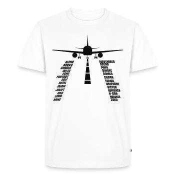 Phonetic Alphabet T Shirt Pilot Airplane Shirt - T-shirt Premium bio Homme - blanc - Devant - Nico (187cm)