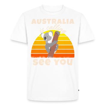 L'Australie appelle T-Shirt Koala Backpacker Rei - T-shirt Premium bio Homme - blanc - Devant - Nico (187cm)