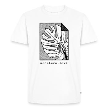 Monstera Amour - Feuille de fenêtre Jardinage urbain - T-shirt Premium bio Homme - blanc - Devant - Nico (187cm)