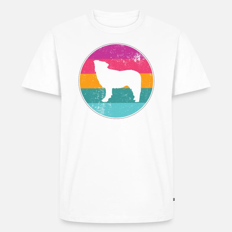 Retro Border Collie - Männer Premium Bio T-Shirt - Weiß
