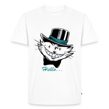 Chat gueule de bois puss velours pattes chatte tigre - T-shirt Premium bio Homme - blanc - Devant - Nico (187cm)