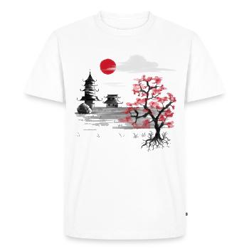 Japan Nature China Asia Cherry Blossom Asian - Men's Premium Organic T-Shirt - white - Front - Nico (187cm)