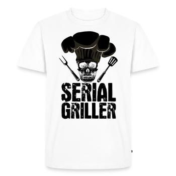 Serial Griller BBQ Distressed - T-shirt Premium bio Homme - blanc - Devant - Nico (187cm)