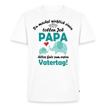 Stolzer Papa Erster Vatertag Papi Geschenk - Männer Premium Bio T-Shirt - Weiß - Vorne - Nico (187cm)