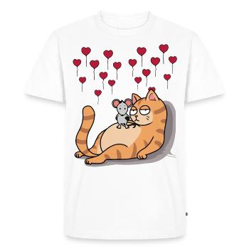 Cat Mouse Friend Love Partnership Romance - Men's Premium Organic T-Shirt - white - Front - Nico (187cm)