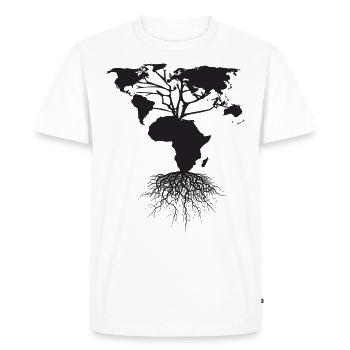 Vêtements Afrique - T-shirt Premium bio Homme - blanc - Devant - Nico (187cm)