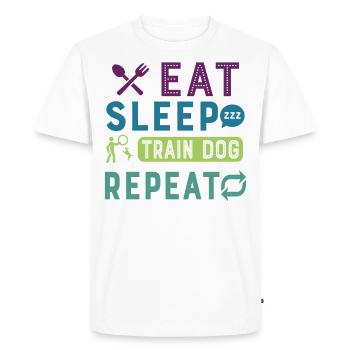 Eat Sleep Dog Trainer Répéter Funny Dog Trainer - T-shirt Premium bio Homme - blanc - Devant - Nico (187cm)