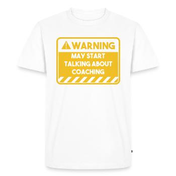 Peut commencer à parler de coaching - T-shirt Premium bio Homme - blanc - Devant - Nico (187cm)