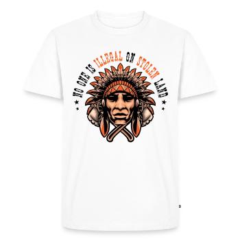 No One Is Illegal On Stolen Pays Indien Amérique - T-shirt Premium bio Homme - blanc - Devant - Nico (187cm)