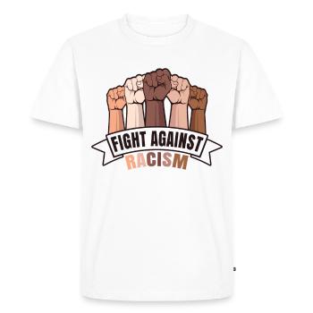 LUTTER CONTRE LE RACISME - Contre les nazis et le racisme - T-shirt Premium bio Homme - blanc - Devant - Nico (187cm)
