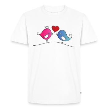 Little Love Birds dessin animé drôle d'oiseaux mignons - T-shirt Premium bio Homme - blanc - Devant - Nico (187cm)