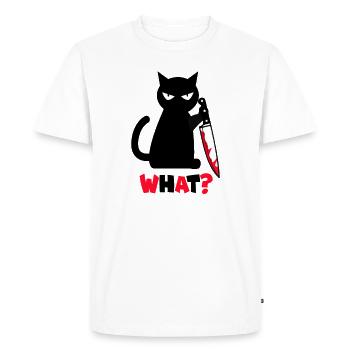 Chat avec couteau sanglant QUOI? Chat noir - T-shirt Premium bio Homme - blanc - Devant - Nico (187cm)