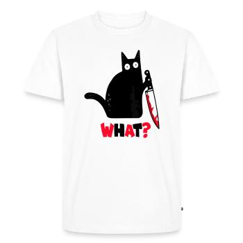 Chat avec couteau sanglant QUOI? Chat noir - T-shirt Premium bio Homme - blanc - Devant - Nico (187cm)