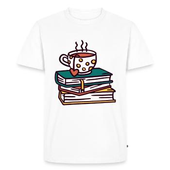 Buch Tasse Tee Kaffee Bücher Lesen Geschenk - Männer Premium Bio T-Shirt - Weiß - Vorne - Nico (187cm)
