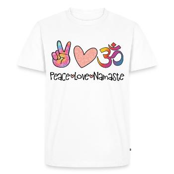 Peace Love Namaste Yoga Lover Mandala Chakra OM - Men's Premium Organic T-Shirt - white - Front - Nico (187cm)