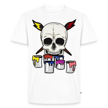 Skull Artist Painter Professions Job Brush - Men's Premium Organic T-Shirt - white - Front - Nico (187cm)