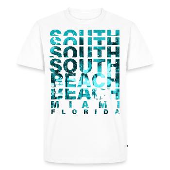 South Beach Miami Floride - T-shirt Premium bio Homme - blanc - Devant - Nico (187cm)