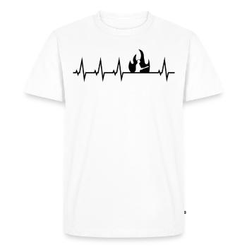 Pompier battement de coeur pompier pompier - T-shirt Premium bio Homme - blanc - Devant - Nico (187cm)