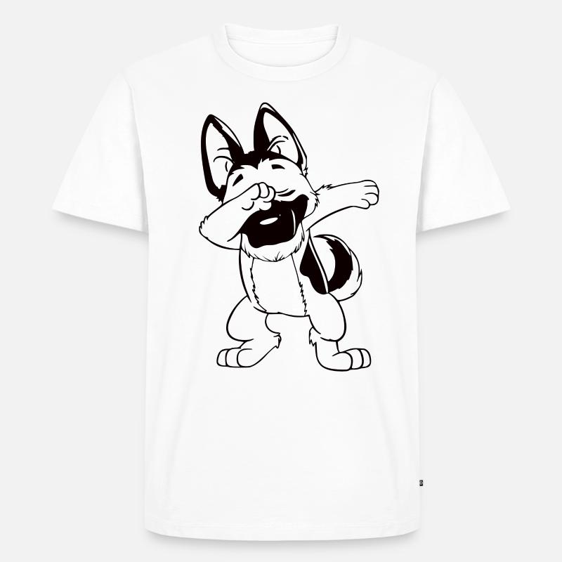 Dabbing Schäferhund - Männer Premium Bio T-Shirt - Weiß