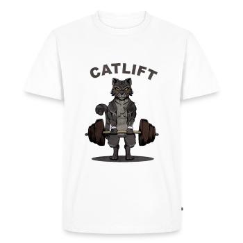 Chat Deadlift Catlift Barbell I Gym Fitness Cat - T-shirt Premium bio Homme - blanc - Devant - Nico (187cm)