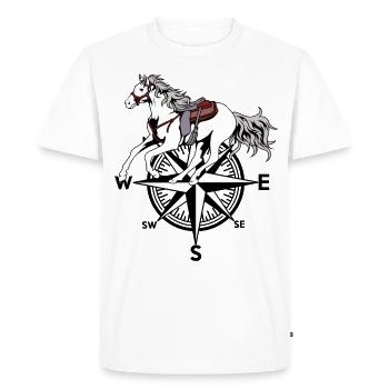 Boussole de tour cavalier équin Quarterhorse Horse - T-shirt Premium bio Homme - blanc - Devant - Nico (187cm)