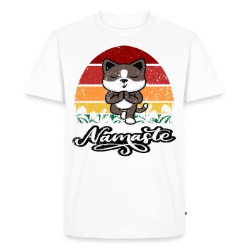 Yoga Cat Retro Namaste Meditation Yoga Gift - T-shirt Premium bio Homme - blanc - Devant - Nico (187cm)