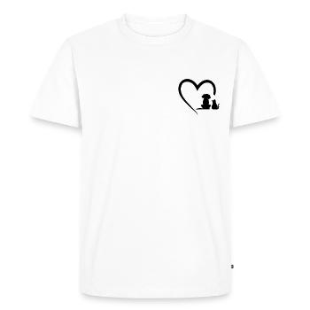 chien & chat coeur motif animaux animaux amour cadeau - T-shirt Premium bio Homme - blanc - Devant - Nico (187cm)