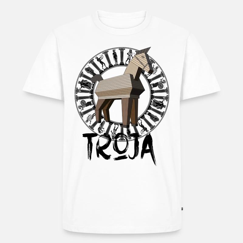 Troja Trojanische Pferd Gym Training Krieger - Männer Premium Bio T-Shirt - Weiß