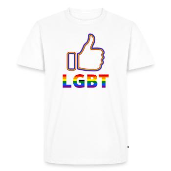 Thumbs up LGBT Lesbienne Gay Bisexuel Transgenre - T-shirt Premium bio Homme - blanc - Devant - Nico (187cm)