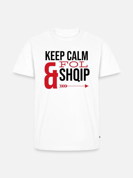 Håll dig lugn och följ shqip Kuq e Zi Shqiptar albaner - Ekologisk premium-T-shirt herr - vit