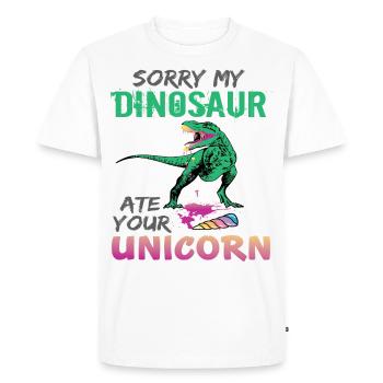 sorry my dinosaur ate your unicorn young boys - Men's Premium Organic T-Shirt - white - Front - Nico (187cm)
