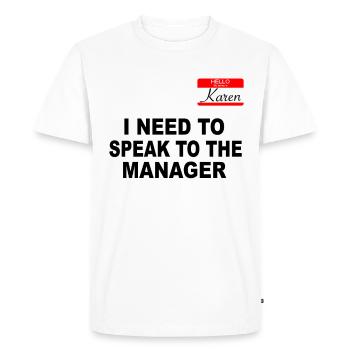Salut, je m'appelle Karen Halloween costume meme - T-shirt Premium bio Homme - blanc - Devant - Nico (187cm)