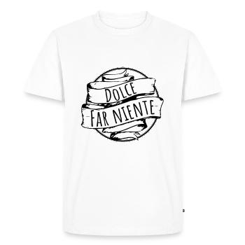 Dolce far niente. Die Kunst des Nichts tun. Lustig - Männer Premium Bio T-Shirt - Weiß - Vorne - Nico (187cm)