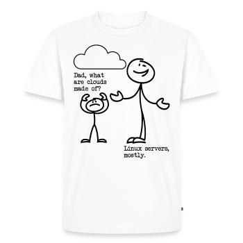 De quoi sont faits les nuages? Serveurs Linux principalement! - T-shirt Premium bio Homme - blanc - Devant - Nico (187cm)