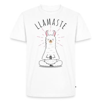 Llamaste Namaste Llama Llama Yoga Meditation - Men's Premium Organic T-Shirt - white - Front - Nico (187cm)