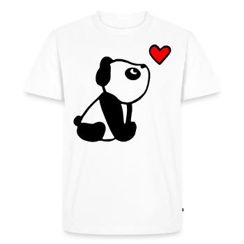 Panda mignon regardant un coeur rouge - T-shirt Premium bio Homme - blanc - Devant - Nico (187cm)