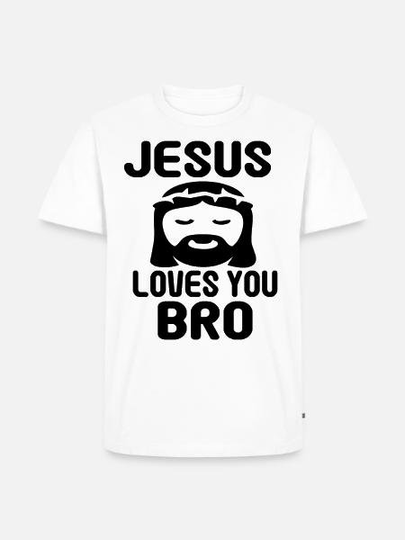 Drôle de Jésus vous aime - T-shirt Premium bio Homme - blanc