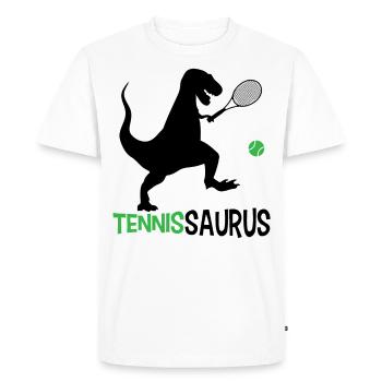 Tennissaurus tennis dinosaure joueur de tennis Tenn - T-shirt Premium bio Homme - blanc - Devant - Nico (187cm)