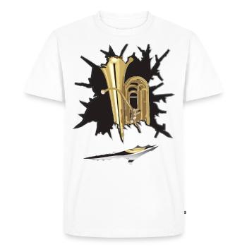 Tuba Paper Tear - Men's Premium Organic T-Shirt - white - Front - Nico (187cm)