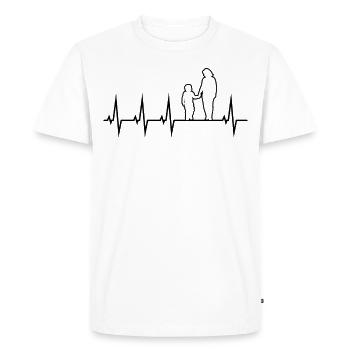 Mère enfants battement de coeur maman enfant ECG fête des mères G - T-shirt Premium bio Homme - blanc - Devant - Nico (187cm)