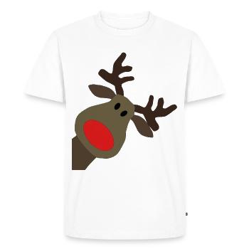 Reindeer Reindeer Red Nose Rudi Christmas Gift - Men's Premium Organic T-Shirt - white - Front - Nico (187cm)