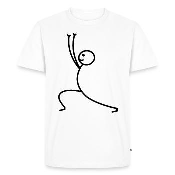 Yoga exercice stick figure ligne art dessin au trait - T-shirt Premium bio Homme - blanc - Devant - Nico (187cm)