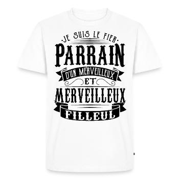 Parrain parrain cadeau - T-shirt Premium bio Homme - blanc - Devant - Nico (187cm)